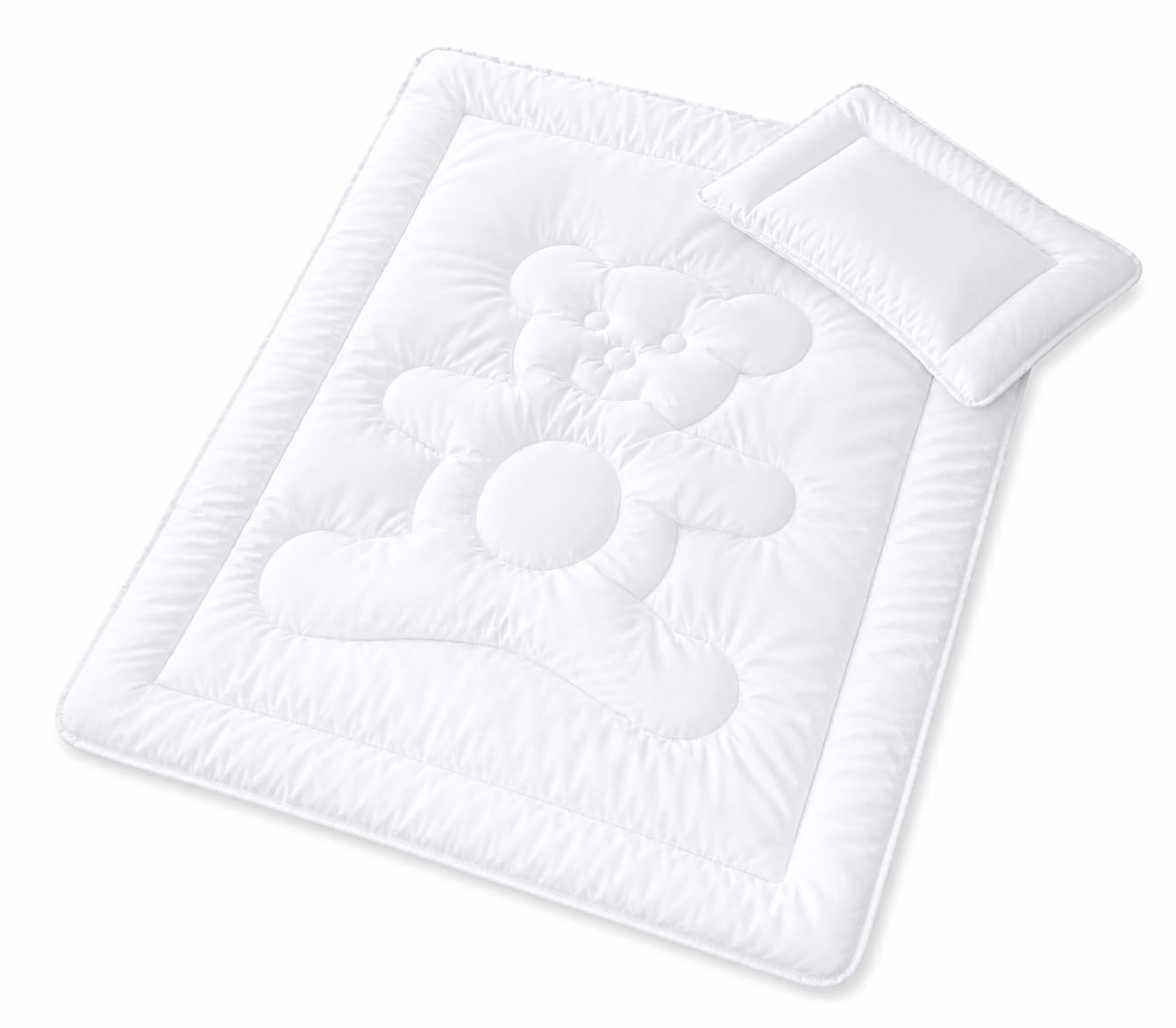 Set con piumone sintetico da 120 x 150 cm e federa da 40 x 60 cm, microfibra di qualità superiore, igienico, 4 stagioni