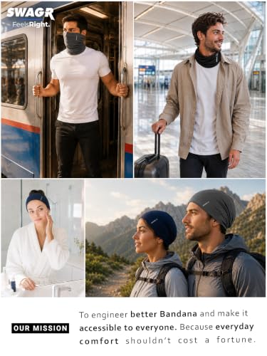 Image of SWAGR 3 Pack Micromodal Bandanas for Men & Women | Sun & Pollution Protection Face Mask for Bikers | RespireSoft Fabric with QuadStretch Technology | GlideFit Easy-to-Wear Design | SOXCO Style SP99