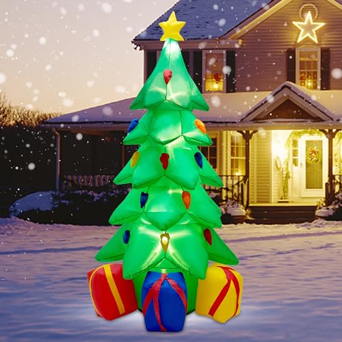Giant 7 FT Inflatable Christmas Tree With Gift Boxes - Indoor/Outdoor Holiday Cheer