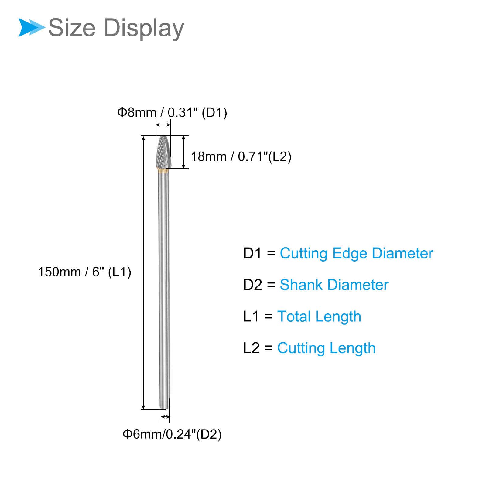 CoCud Tungsten Carbide Rotary Burrs File, 1/4" Shank 8mm Dia, Single Cut Tree with Ball Nose Rotary Burrs Tool - Image 2