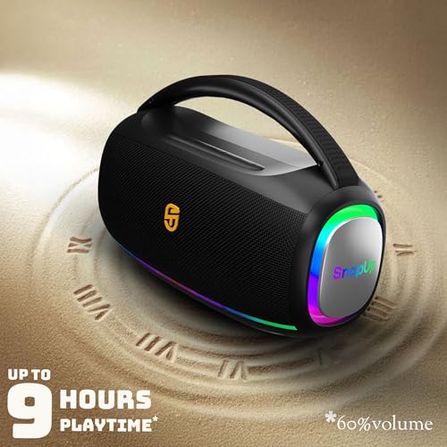 Image of Groove Z Pro Powerful 50W Stereo Sound Surround Speaker with RGB, up to 9Hrs of Music, Deep Bass, Bluetooth 5.3, Multi-Compatible Connections - Raging Black