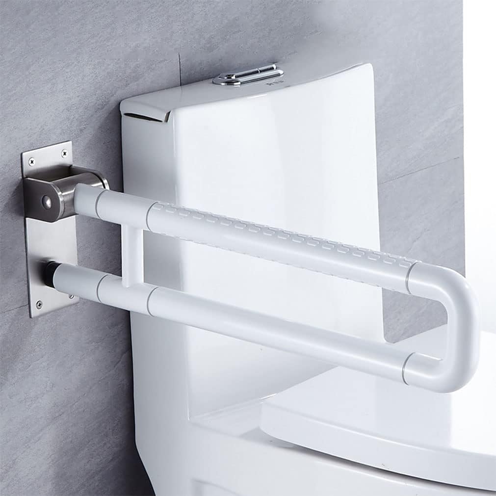 Asidero WC,asidero de baño plegable,asidero de apoyo barandilla segura baño asidero escalera pasamanos para ancianos mujeres embarazadas acero inoxidable montaje en pared antideslizante apoyabrazos(Wh