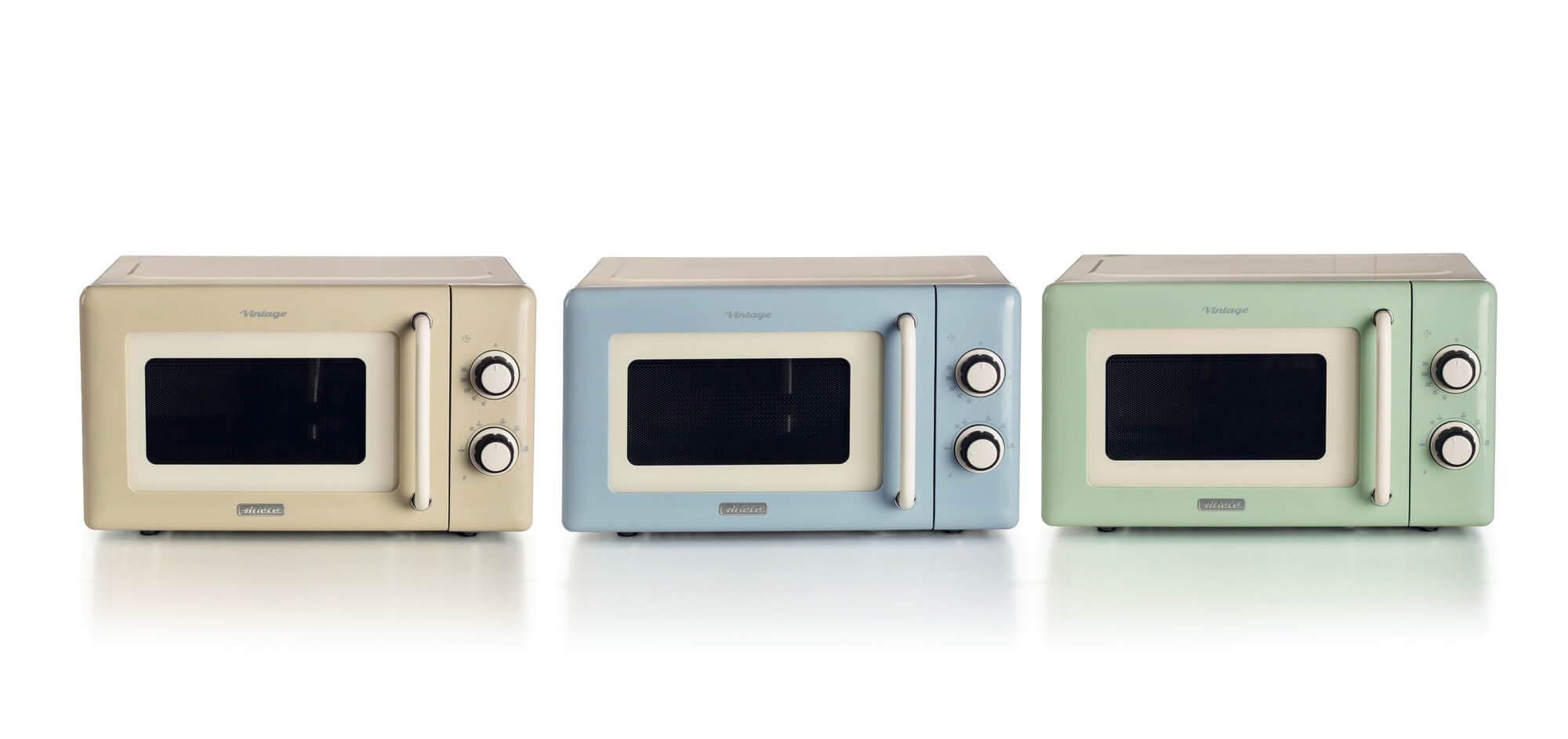 Ariete 3960 Mikrowelle Vintage, 800 W, Fassungsvermögen 20 l, 3 Funktionen, 6 Kochstufen, Timer, Beige