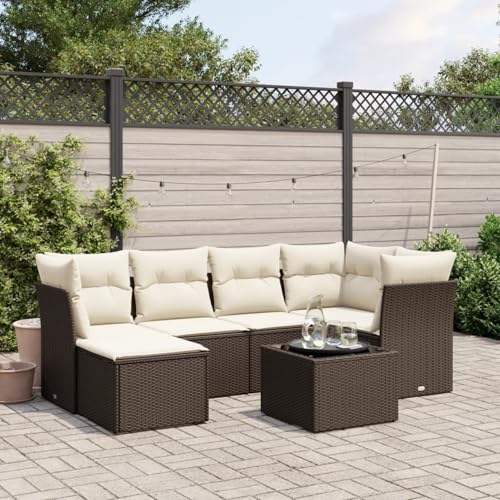 IKAYAA 7-TLG Rattan Gartenmöbel Set Loungemöbel Set Gartenlounge...