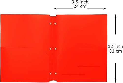 Miniatura 2 de Youngever Paquete de 6 carpetas de plástico resistente con dos bolsillos, separadores de carpetas con bolsillo, tamaño carta, color rojo
