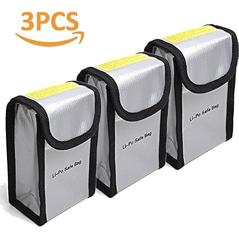 Flycoo LiPo Bag Fireproof Safety Bag Batteries Safe Guard for DJI DJI Phantom 3 4 4Pro 4Pro+ Batteries … (3 Pieces) Cover