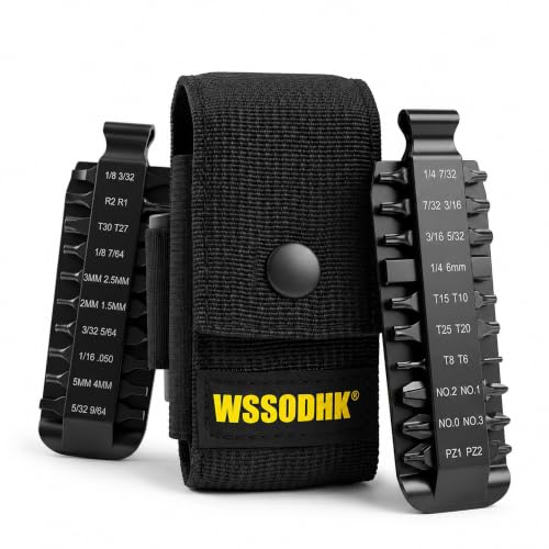 Image of Nylon Sheath for Multi-Tools with 21-Piece Screwdriver Bit Set | Durable flat end screwdriver bits and holder, case belt holster pouch with pockets, compatible with Leatherman multitools.