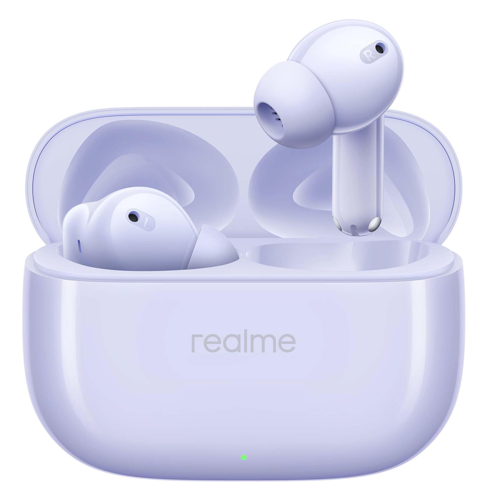 realme Buds T310 Cuffie Bluetooth 46dB Controllo del Rumore Ibrida, Auricolari Bluetooth con 12,4mm Driver Dinamico per Bassi e 3D Audio Spaziale, 40 Ore Autonomia, 45ms Latenza, IP55, Viola