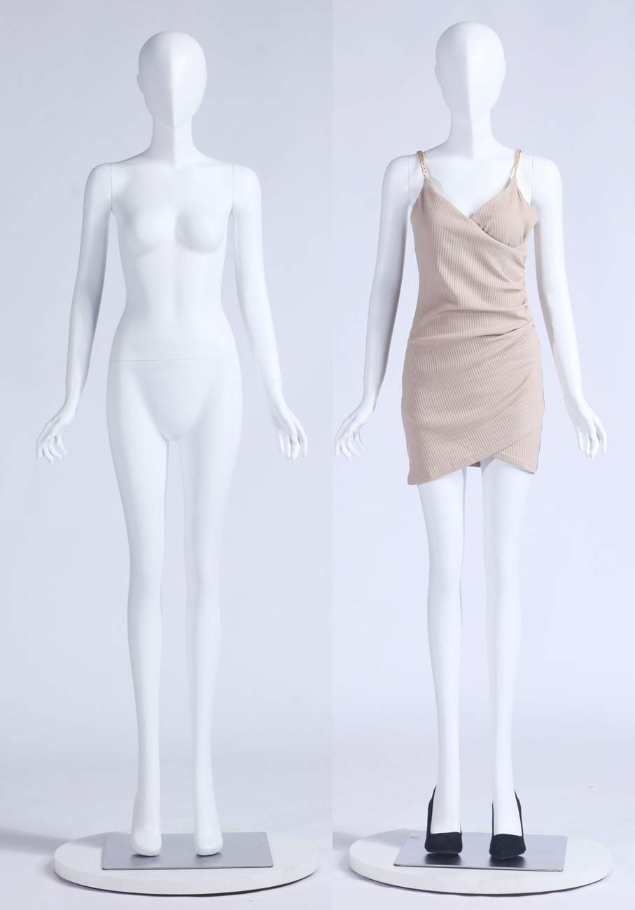 0703 0703 Mannequin de vitrine abstrait peint blanc mat Tête abstraite Homme Femme (0703 Femme debout)