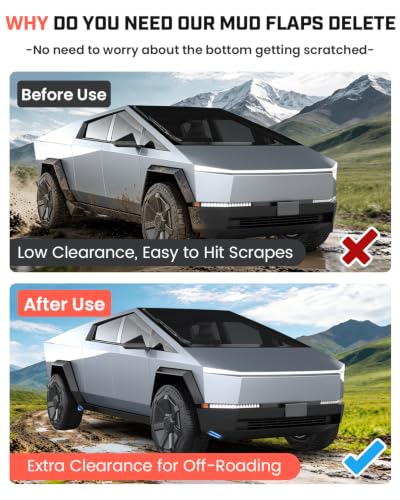 Image of Autorder Mud Flaps Delete 2024-2026 Tesla Cybertruck Accessories All-Weather Splash Guards Delete Protect Paint Mudflap No Drilling Required Mud Guard Set 4PCS