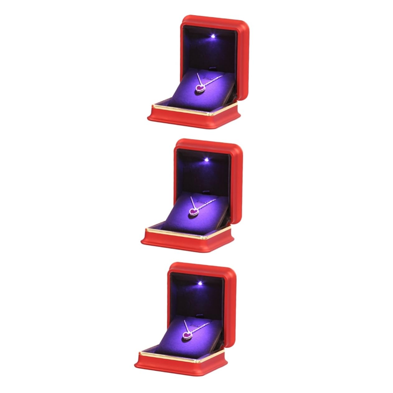 GALPADA 3pezzi Scatola Portagioie Led Elegante Per Orecchini e Collane Organizer Rosso Per Gioielli Da Cerimonia Design Raffinato e Protettivo Per Regali Speciali