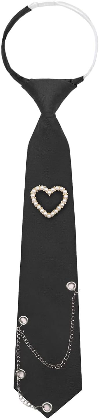 Womens Tie, Adjustable Pre-tied Ties for Women with Artificial Pearls Accessory, Necktie for Casual, Party, Wedding