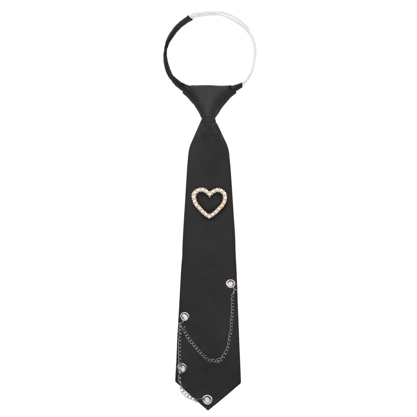 Womens Tie, Pre-tied Neck Ties with Artificial Pearls Accessory