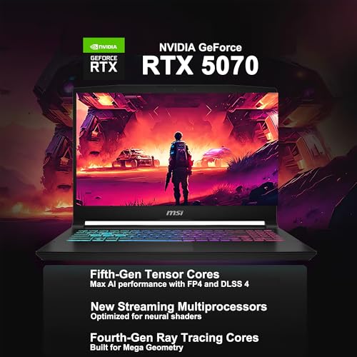Image of msi Katana 15 HX Gaming Laptop 15.6 inch QHD 165Hz 100% DCI-P3 Intel 16-core i7-14650HX (>i9-12900H) 32GB DDR5 2TB SSD GeForce RTX 5070 DLSS4 (Up to 798 AI Tops) RGB Backlit Type-C Win11Pro ICP Acc