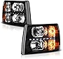 VIPMOTOZ LED Strip Headlights Headlamps Assembly For 2007-2013 Chevy Silverado 1500 2500HD 3500HD Pickup Truck DRL OE-Style Black Housing Clear Lens Driver & Passenger Side