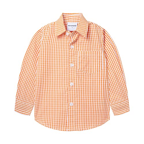 Mud Kingdom Boys Long Sleeve Shirts Back Pleat Button Down Spread Collar Stripe Plaid Spring Autumn