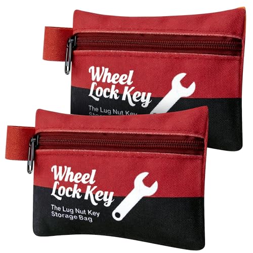 Saillong 2Pack Wheel Lock Key Storage Pouch with Zipper(Red)