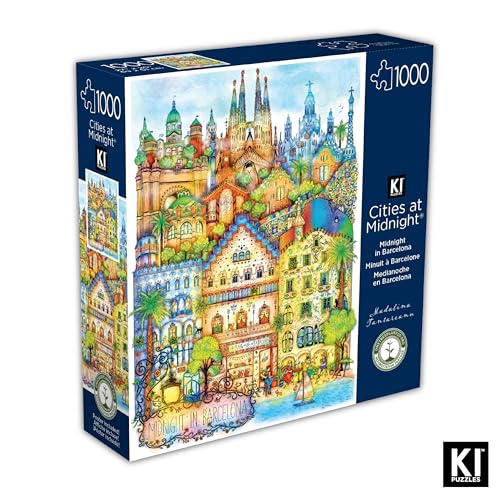 Puzzle Reto Hard & Challenging 1000 piezas para adultos – Barcelona de noche por Madalina Tantareanu – Incluye Sagrada Familia, Park Güell, Casa Batlló – Dificultad Alta 27x20 miniatura 2