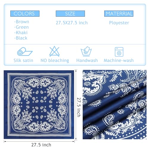 Image of Fishinsea 4 Pcs 27.5'' x 27.5'' Satin Silk Head Scarf Hair Scarves Large Bandanas Neck Scarf for Women Girls