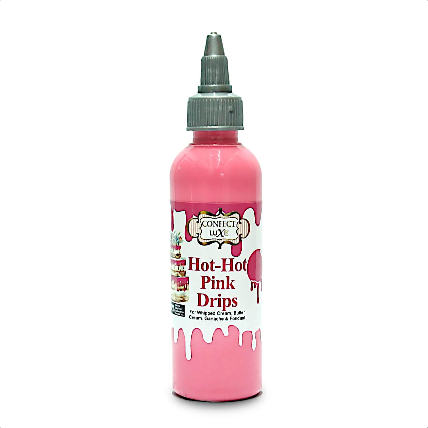 Confect Edible Cake Drip – Hot Pink | Sparkling Drip Icing for Cakes, Cupcakes & Donuts | Vibrant Cake Decorating Gel | Easy-Use Drip Bottle for Baking, Pastries & Dessert Toppings - 110ml