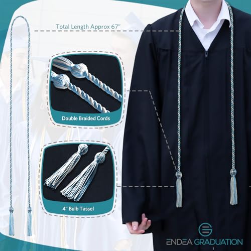 Image of Single Honor Cord Two-Color (Light Blue /White)