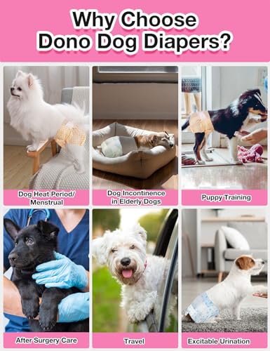 Dono Hunde Windeln Weiblich,20 Stück,Hundewindeln für Hündinnen,Katzenwindeln,Nässeindikator, Hund Läufigkeitshose für Hunde in der Saison,super saugfähig,Inkontinenz,Hitze,XXS,XS,S,M