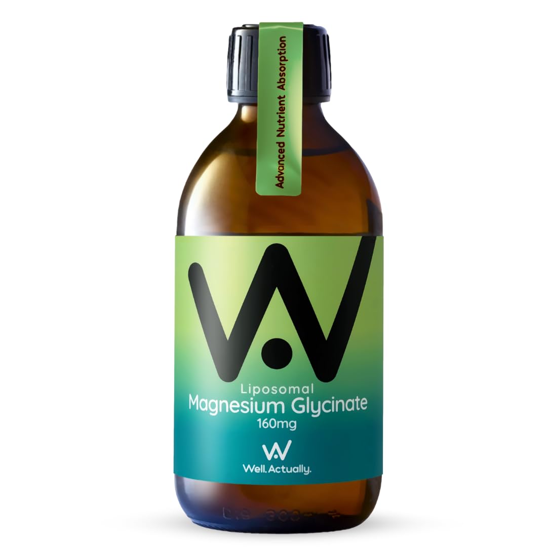 WELL ACTUALLY Liposomal Magnesium Glycinate High Strength 2000mg - High Bioavailability Liquid Magnesium Bisglycinate Supplement for Brain, Muscle, Sleep Support - Lime & BlackBerry (250 ml)