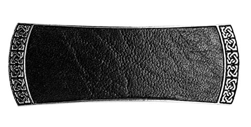 Celtic Leather Hair Clip, Hand Crafted Metal and Leather Barrette Made in the USA with a Medium 70mm Clip by Oberon Design, 3 Colors, Black