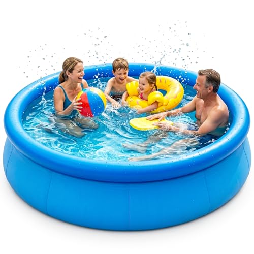 UMEELR 8FT x 30IN Inflatable Swimming Pool for Family - Large Round Blow Up Backyard Pool with Repair Patches & Accessories Heavy-Duty Summer Water Party Favor
