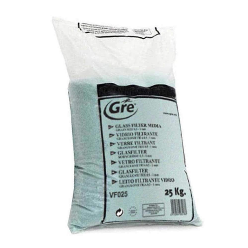 Gre VF025 - Vidrio filtrante para filtros de Piscina, para Mantener el Agua cristalina. Granulometria 0,5-1 mm. Peso: 25 kg.