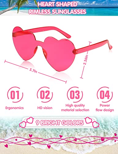 Heart Glasses 9 Pairs Rimless Heart Shaped Sunglasses Heart Shaped Glasses Party Sunglasses Heart Sunglasses3