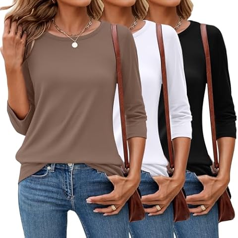 Ficerd 3 Pack 3/4 Sleeve Tops Cover
