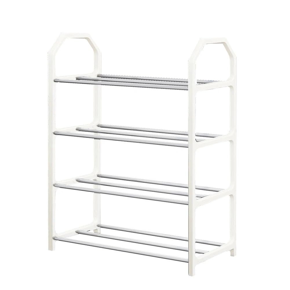 Étagère à chaussures pour salon meuble de rangement blanc compact 4 niveaux