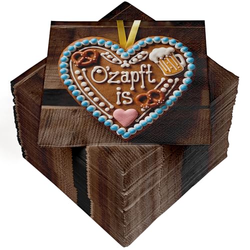 HEKU 100 Servietten 3-lagig 33x33cm Ozapft is I Saugstark und praktisch verpackt I Breite Auswahl I Ideal für Anlässe rund ums Oktoberfest