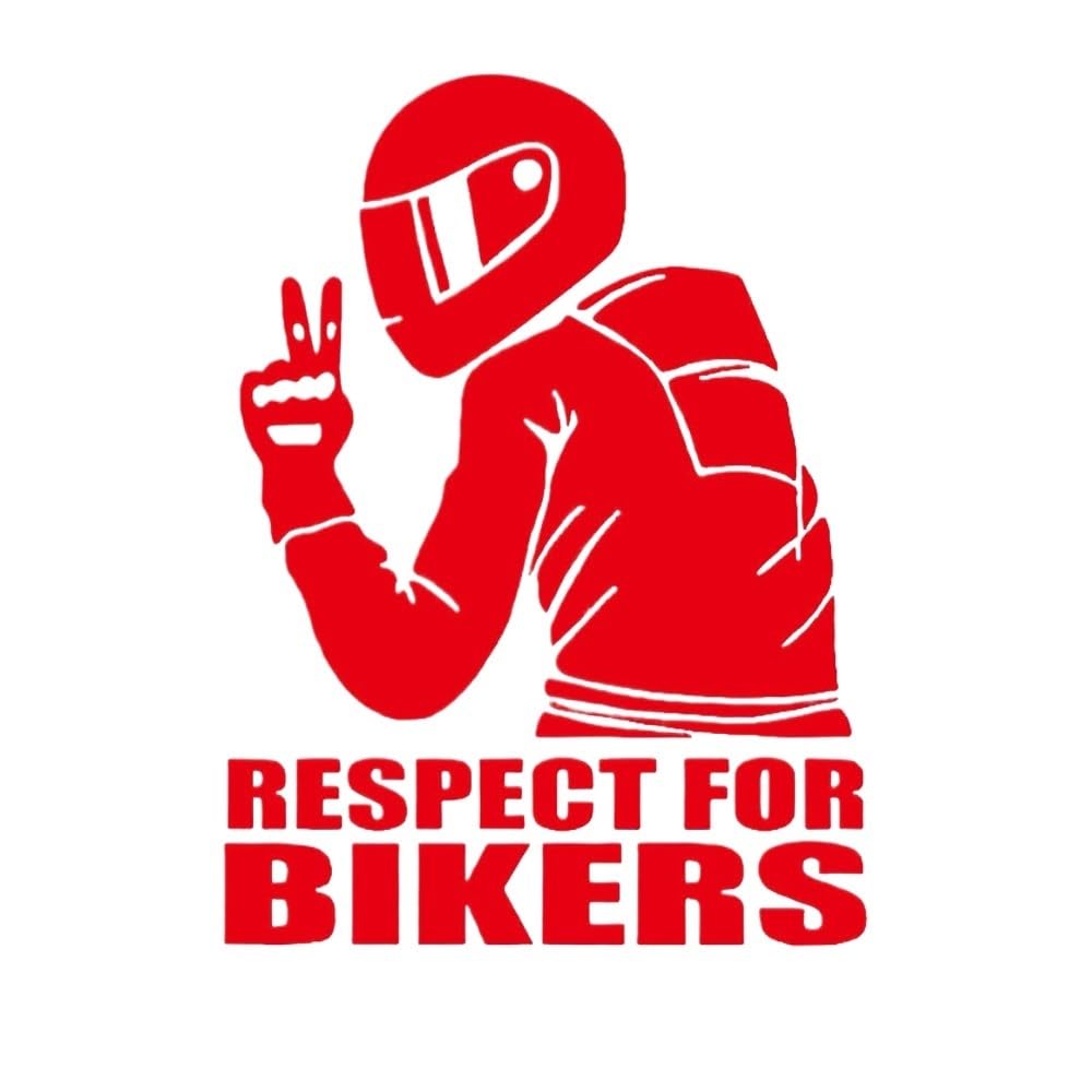 BLacOh Motorbike Stickers 2pc 15x11CM Respect Biker Sticker For On Car Motorcycle Vinyl Stickers Motorcycle Vinyl 3D Stickers And Decals Motorcycle Tank Protector(Red)