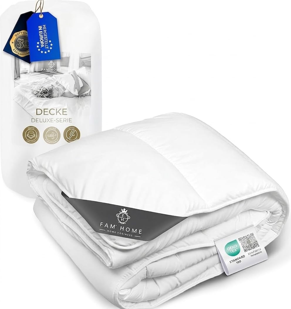 FAM Home Couette 140x200 en Microfibre Lavable Hypoallergénique Blanc I Couette 1 Personne