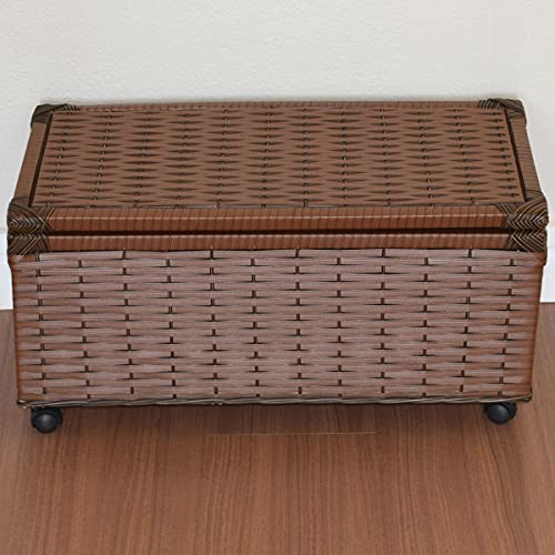 Baú Brinquedo Cesto Roupa Fibra Sintética C/rodinha 60x30x30 Palha Indiana Marrom