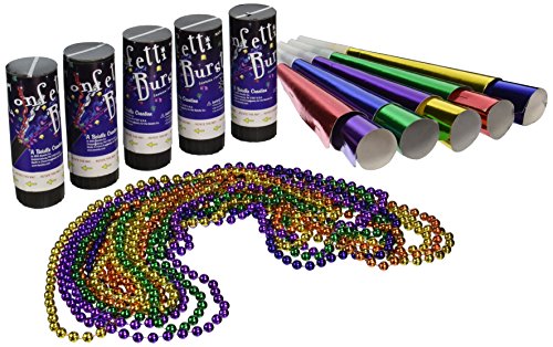 Beistle Party Kit for 10 People New Year's Eve Assortment, Noisemakers, Necklaces, Confetti Bursts, One Size