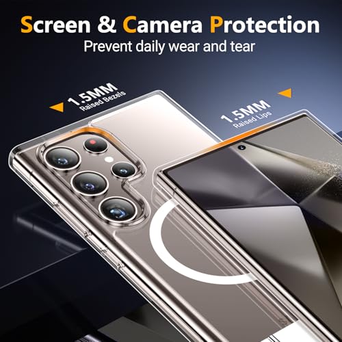 Image of SPIDERCASE Magnetic for Samsung Galaxy S24 Ultra Case, [3 Stand Ways][ Military Grade Drop Protection] with Invisible Stand Shockproof Slim Case for S24 Ultra 5G,Clear