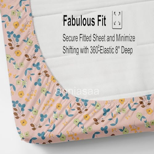 Image of 200 TC Cotton Feel All Around Elastic Fitted Bedsheet, Elastic Fitted Bedsheet King Size Bedsheet for Double Bed with 2 Pillow Covers, Size - 72 x 78 x 8 Inch Color Baby Pink