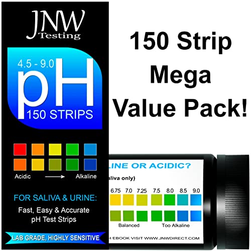Ph Strips For Urine And Saliva Testing (4.5-9.0) - Alkaline Ph Test Strips With Ebook - Ph Level Test Kit With Quick And Easy Ph Testing Strips - Ultimate Acidity Test Kit - 150 Strips By Jnw Direct #TOP4