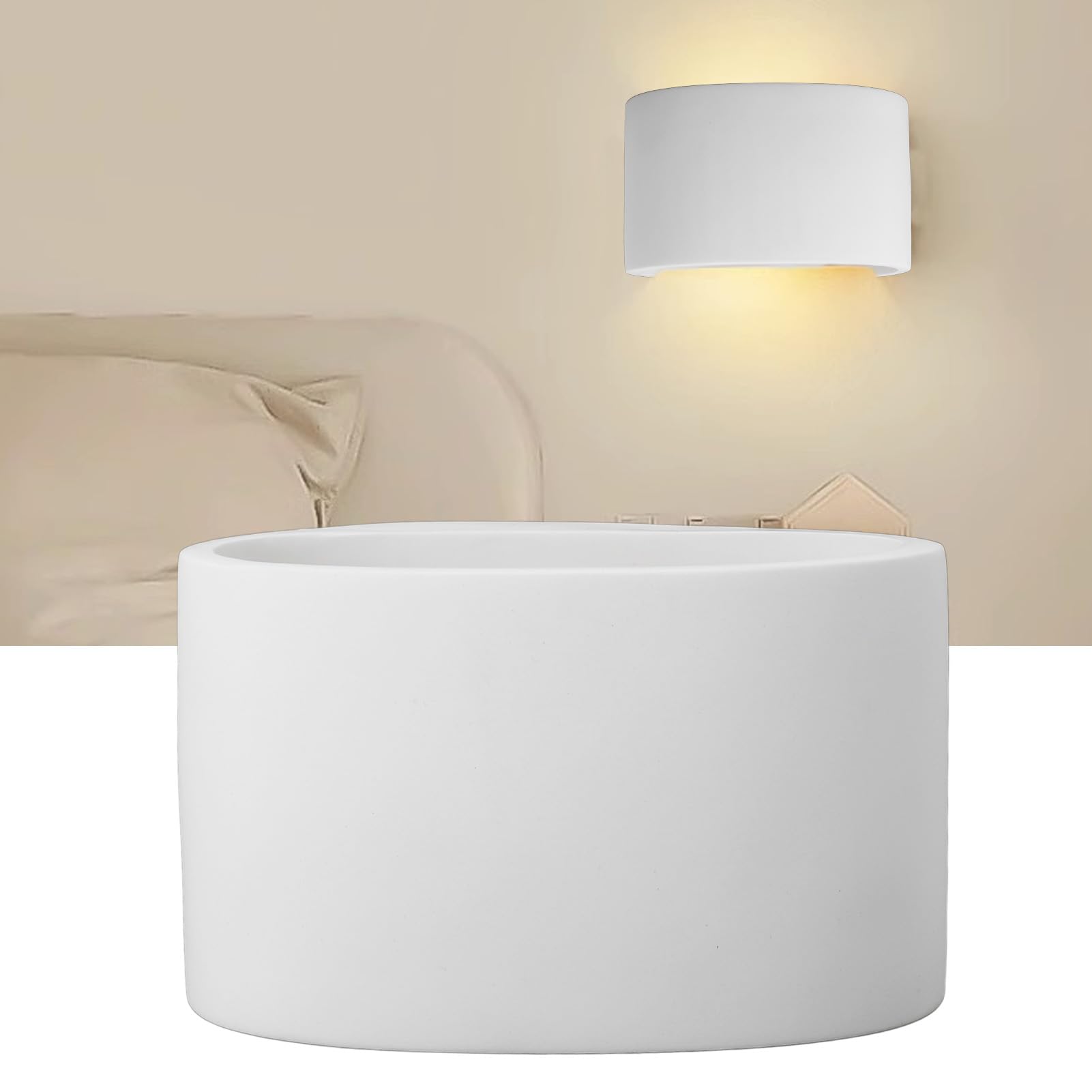 Hyuduo Półcylindryczny Kinkiet G9 Kinkiet ścienny, Nowoczesny Tynk z żywicy Oświetlenie w górę i w dół do Salonu, Przedpokoju Sypialni, Minimalistyczny Design z łatwą instalacją