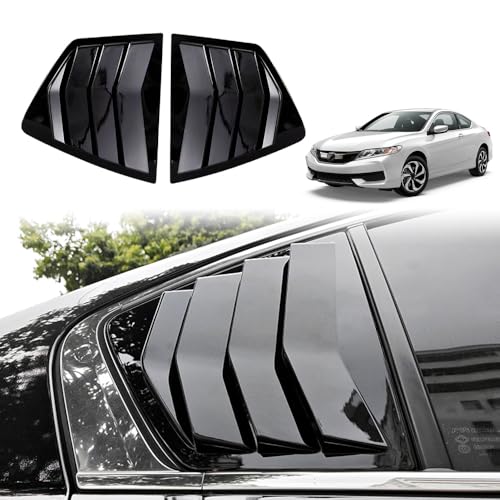 Xhfarce Window Louvers Fits for 9th Gen Honda Accord Sedan 2013-2017 Accessories Rear Side Window Louvers Windshield Sun Shade Cover Auto Exterior Decoration Trim Accessories(Glossy Black)