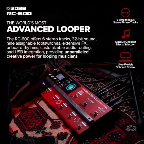 Image of BOSS RC-600 Floor-Based Loop Station for Looping Musicians | Evolved Features & Customizable Functions | Next-Generation Sound Quality | Massive Onboard Effects Options | Unmatched Real-Time Control | • 6 Stereo Tracks • 32-Bit Floating-Point Processing, 44.1 Khz Wav Format • Approx. 1.5 Hours Max, 3 Stereo Outputs