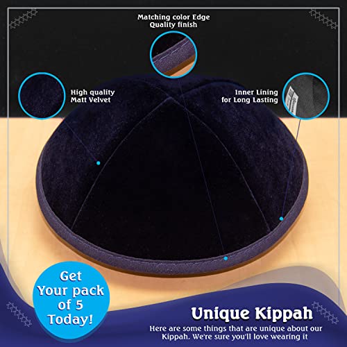 Image of Pack of 5-Pcs - Hq Satin /Linen /Velvet /Raw Silk /Suede Kippah for Men, Yamaka Hat Designed in Israel - Kippot Bulk