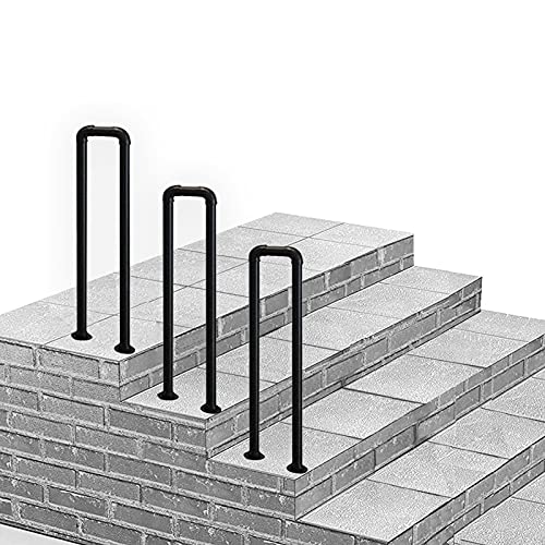Barandilla de escalera de transición para exteriores, hierro forjado negro mate para 1 escalón, perfecta para cubiertas, jardines, balcones y porches, metal duradero para mayor seguridad