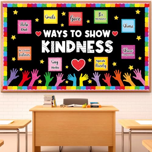 Image of Kindness Bulletin Board Set Back to School Classroom Decorations Colorful Motivational Ways to Show Kindness Paper Cutout Positive Affirmation Bulletin Board for School Nursery Classroom Wall Decor