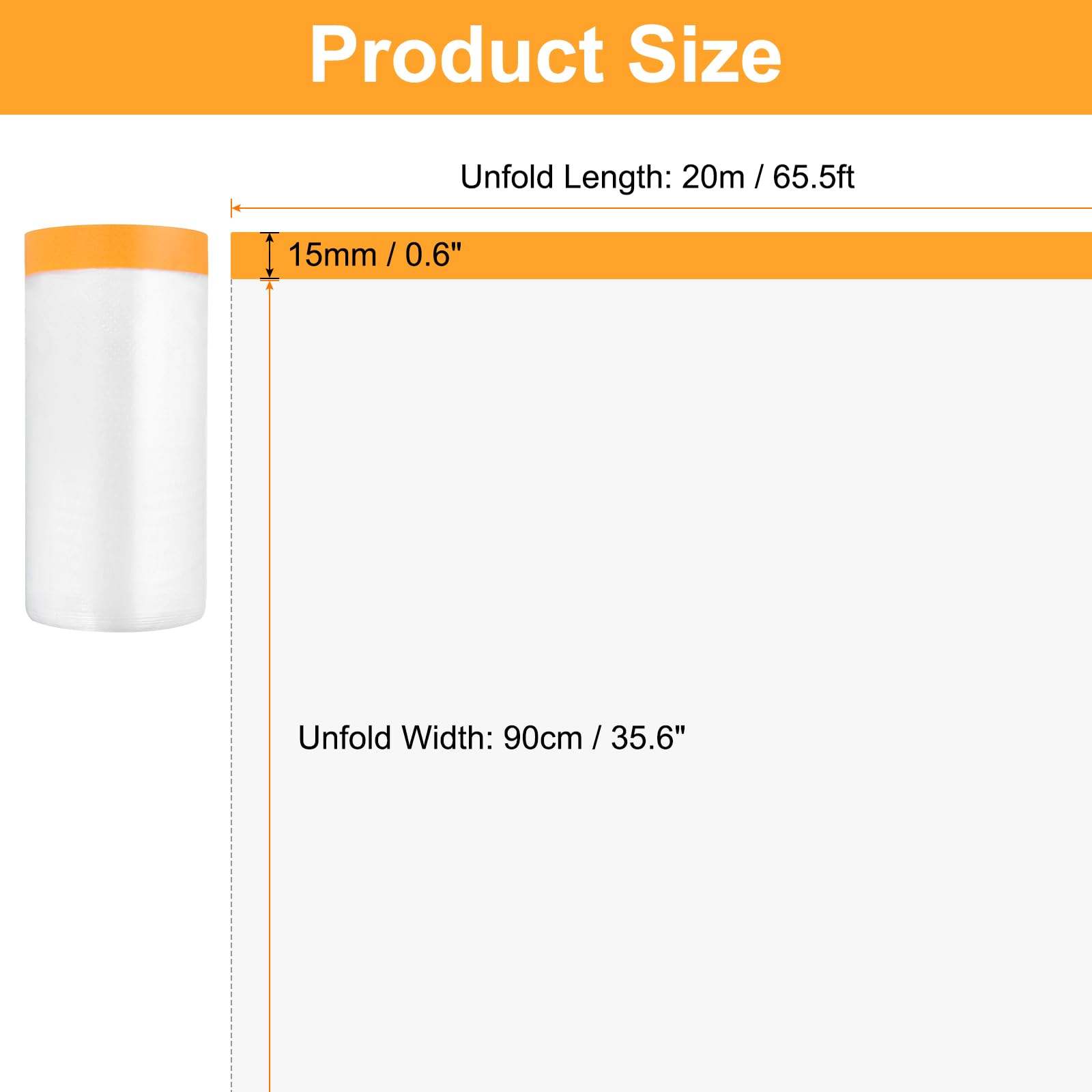 QUARKZMAN 12 Rotoli di Pellicola Mascherante Pre-Incollata 35.4" x65.6ft Nastro e Telo in Plastica per Pittori con Nastro Pellicola Protettiva per Verniciatura Automobilistica