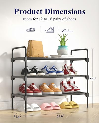 Kitsure-Shoe-Rack-for-Closet-Shoe-Storage-276-Wide-3-Tiers-Black-Shoe-Organizer-for-Closet-Entryway-Living-Room-Space-Saving-Shoe-Shelf-Sturdy-Zapateras-Organizer