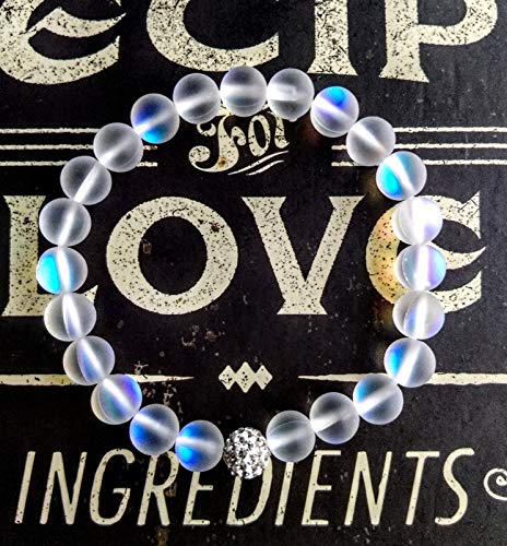 HOPE INSPIRED Mystic Mermaid Glass Friendship Bracelet with 8 mm Frosted White Glowing Moonstone Beads4